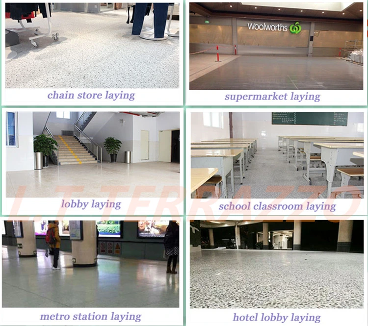 Environment-Friendly, No Radiation, Anti-Slip Building Materials, Brushed Surface, Terrazzo Floor Tiles
