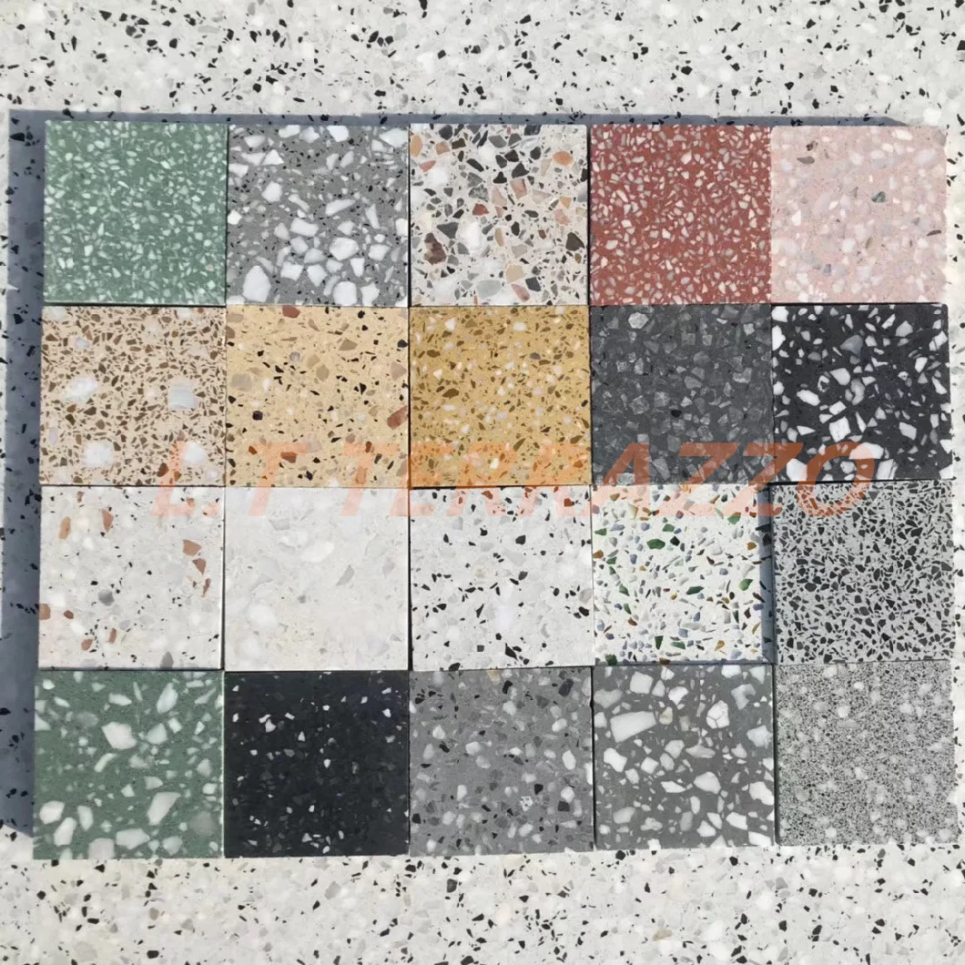 Glass Dots, Brushed Surfaced Terrazzo Floor Tiles