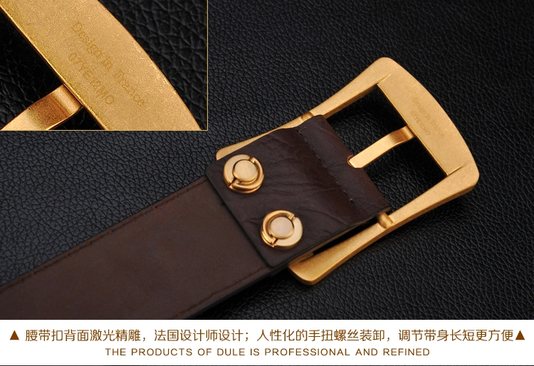 Square Brass Pin Buckle Belt Genuine Leather Belt Men Belt Fashion Casual Dress Leather Belt