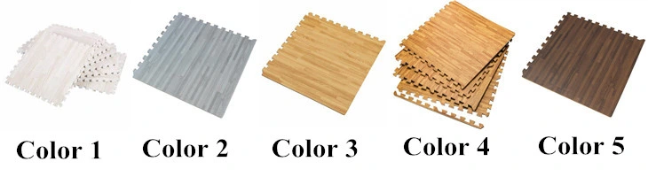 6PCS Custom EVA Wooden Design Puzzle Baby Mat EVA Foam Interlocking Tiles with Colorful Label