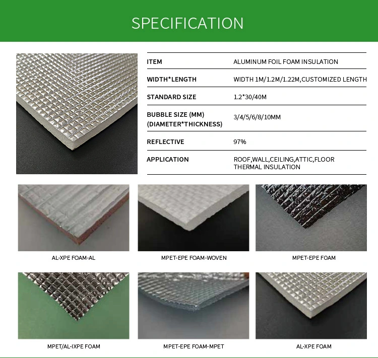 Reflective Foam Insulation Aluminum Foil Facing Roll PE Foam Thermal Insulation