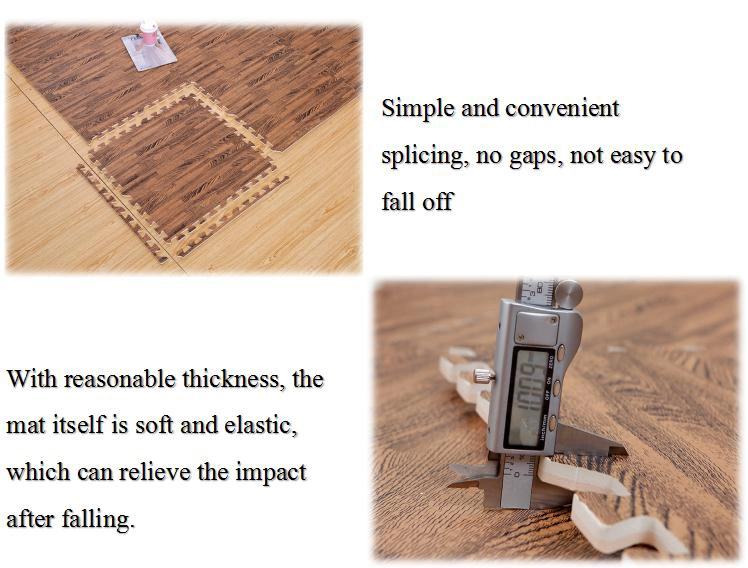 6PCS Custom EVA Wooden Design Puzzle Baby Mat EVA Foam Interlocking Tiles with Colorful Label