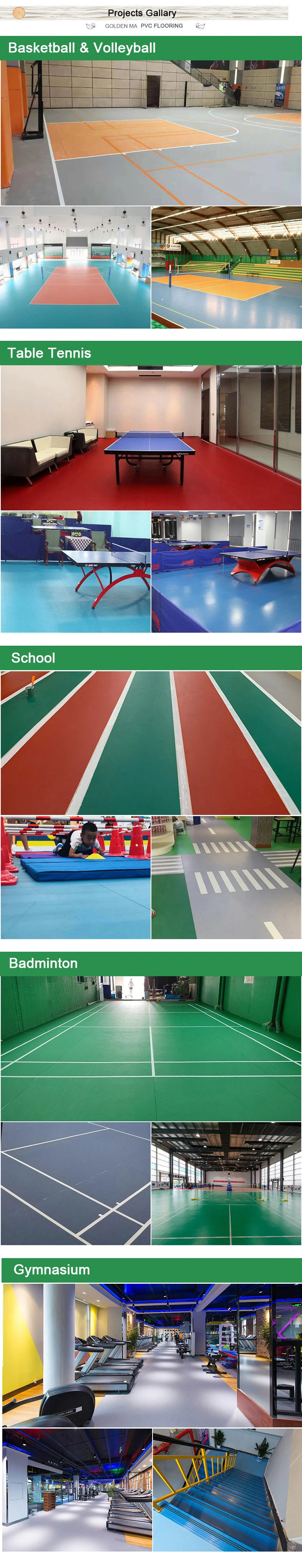 China Indoor PVC Sports Flooring for Basketball Court Foamed Wear Resistance Gym Room Flooring