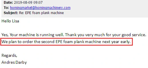 50mm Single Layer Closed Cell EPE/PE Foam Extruder Machine