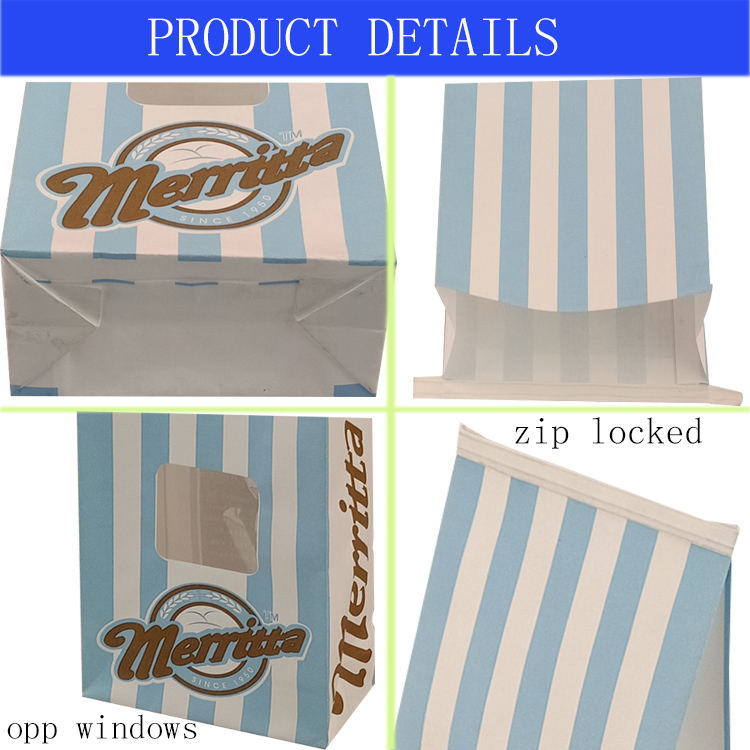Clear Window Paper Bag Popcorn Paper Bag Candy Paper Bag with Tin Tie