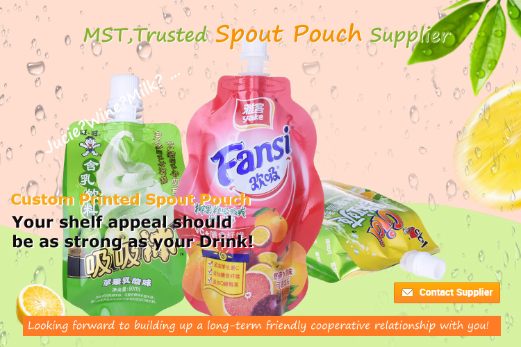 Laminated Plastic Stand up Liquid Juice Water Jelly Spout Pouch Bag