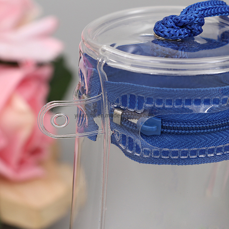 Transparent Jewellery Cylinder Storage Bag PVC Round Cosmetic Bag