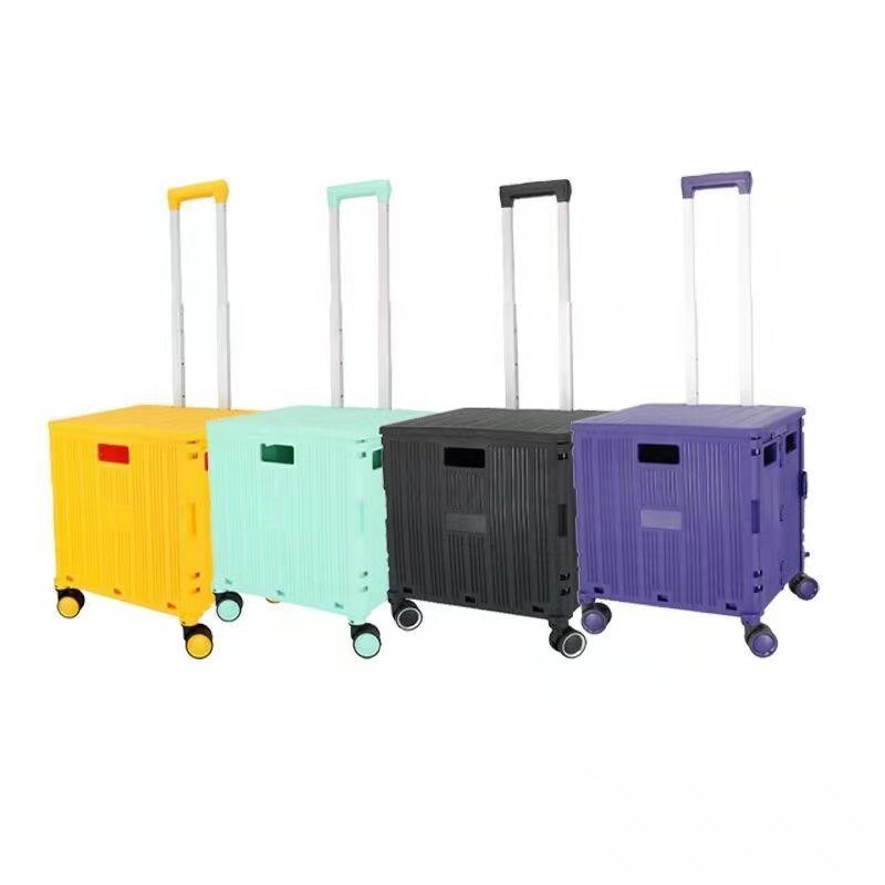 Rolling Foldable Plastic Pack & Roll Portable Shopping Trolley Cart