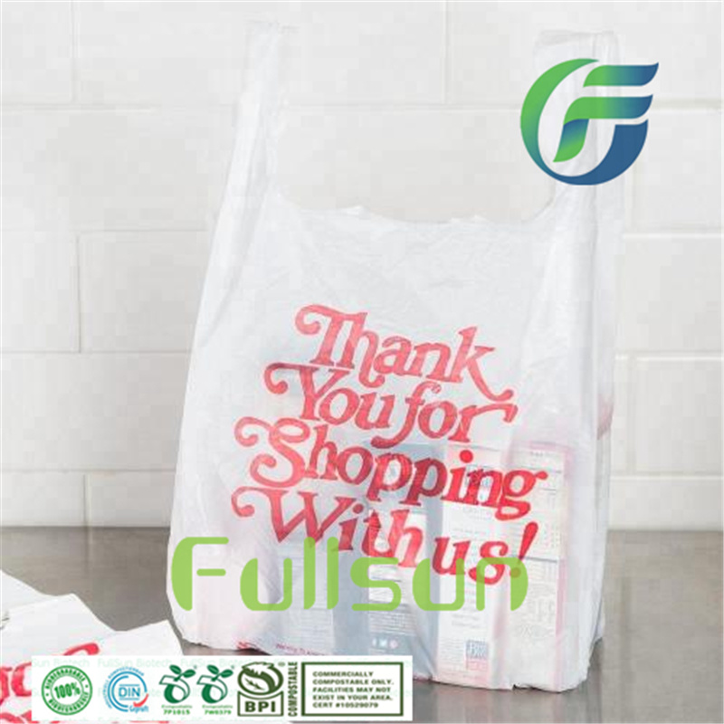Biodegradable Plastic Handbag Tote Packaging DIN Custom Compostable Shopping Bag