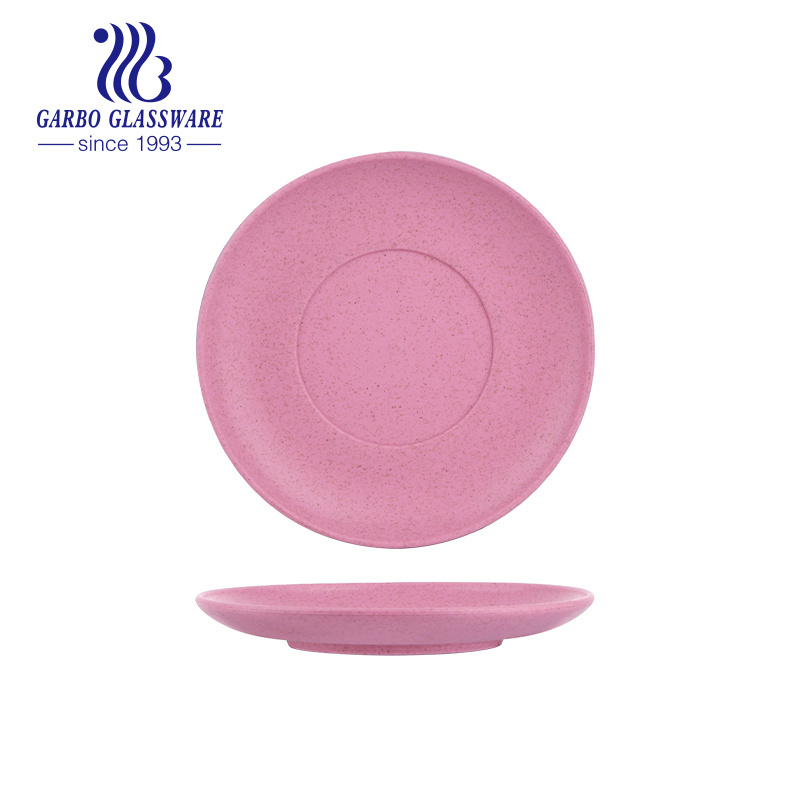 Pink Color Round 6 Inch Wheat Straw Plate Dish