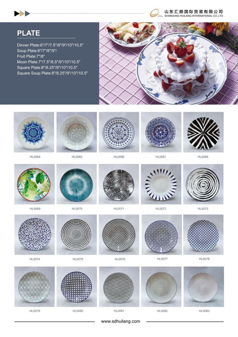 Round Restaurant Dessert Plate Ceramic Porcelain Plate for Salad