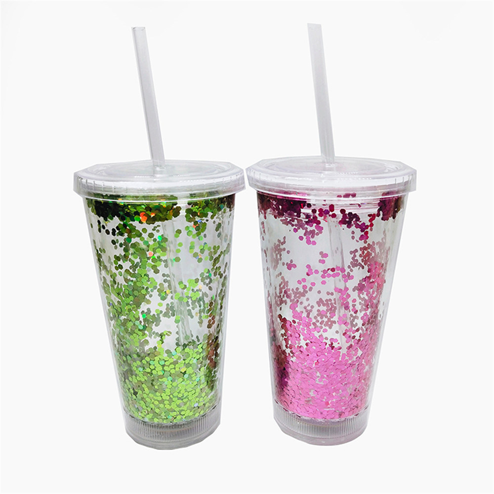 Custom This Double Wall Glitter Tumbler with Straw Drink Cup with Lid and Straw