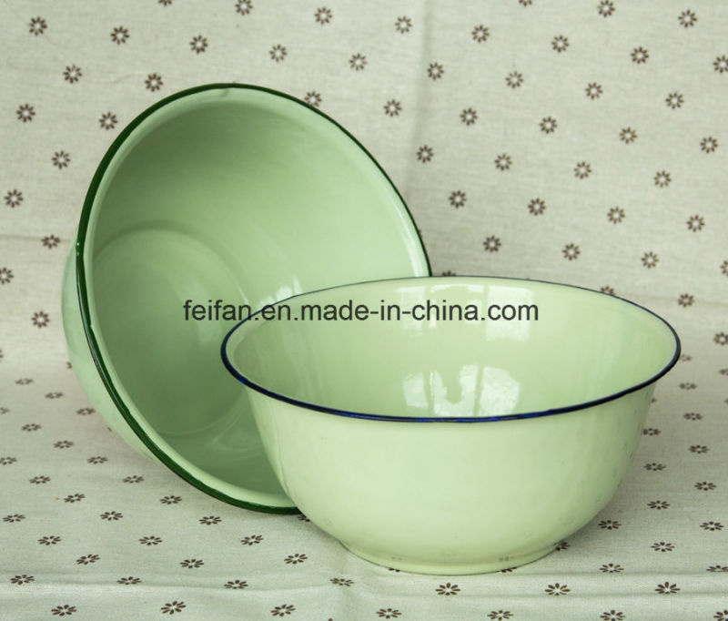 Factory Metal Material Customized Enamel Footed Soup Bowl/ Enamel Mixing Bowl