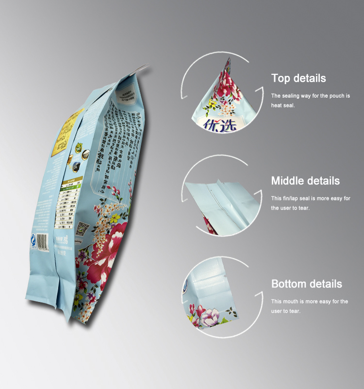 Plastic Food Packaging Vacuum Pouch Pillow Bag for 2kg Rice