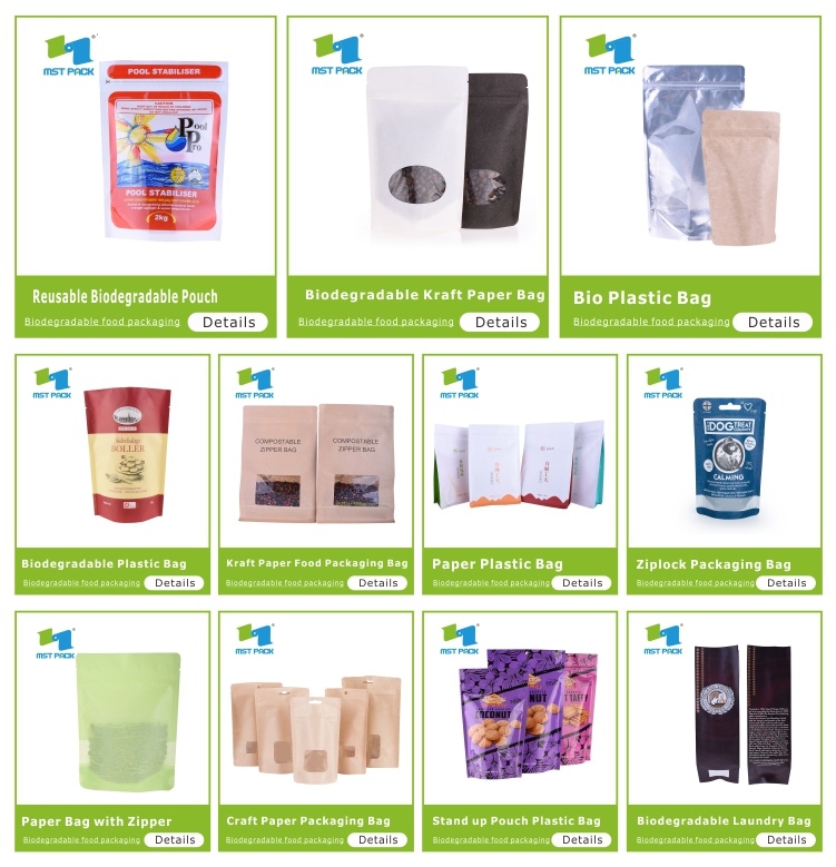 Food Packaging Plastic Bag Biodegradable Compostable Stand up Pouch Plastic Bag