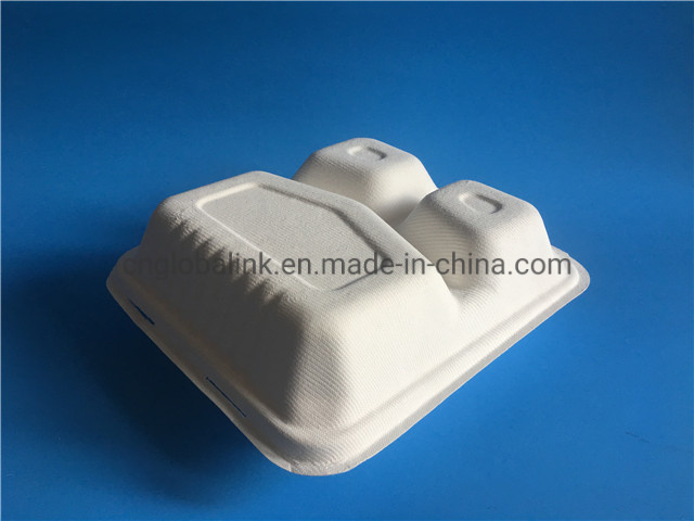 Bagasse 8 Inch Food Packing Container 3 Cells Fast Food Container