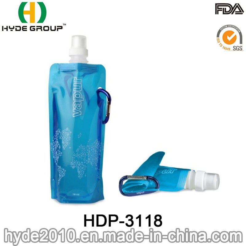 480ml Reusable Foldable Outdoor Plastic Water Bag (HDP-3118)