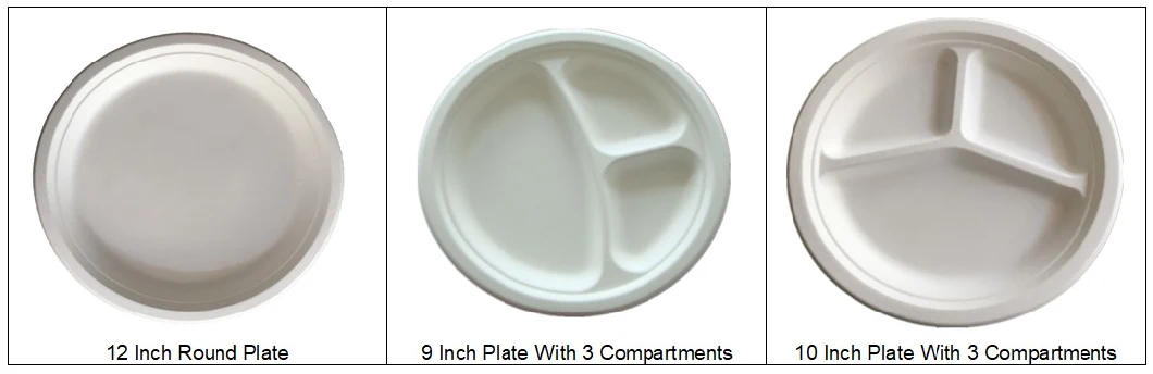 100% Compostable Paper Plate Natural Bagasse, Sugarcane Fiber Plate