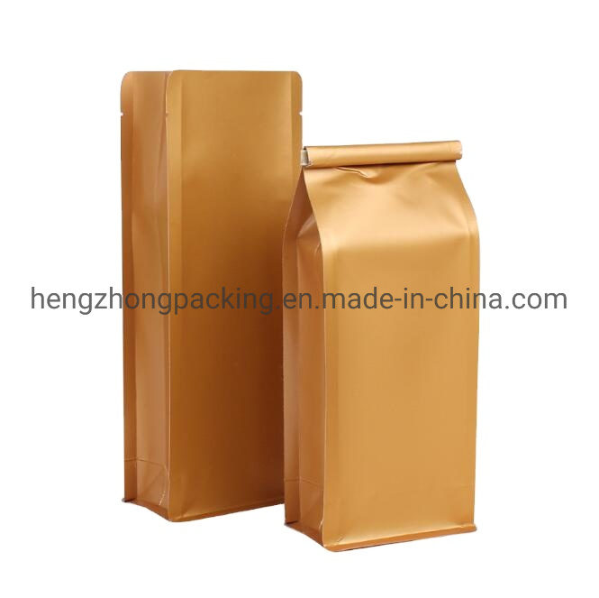Square Bottom Aluminum Foil Bag Stand up Ziplock Coffee Bags Plastic Coffee Bean Bag Flat Bottom Pouch