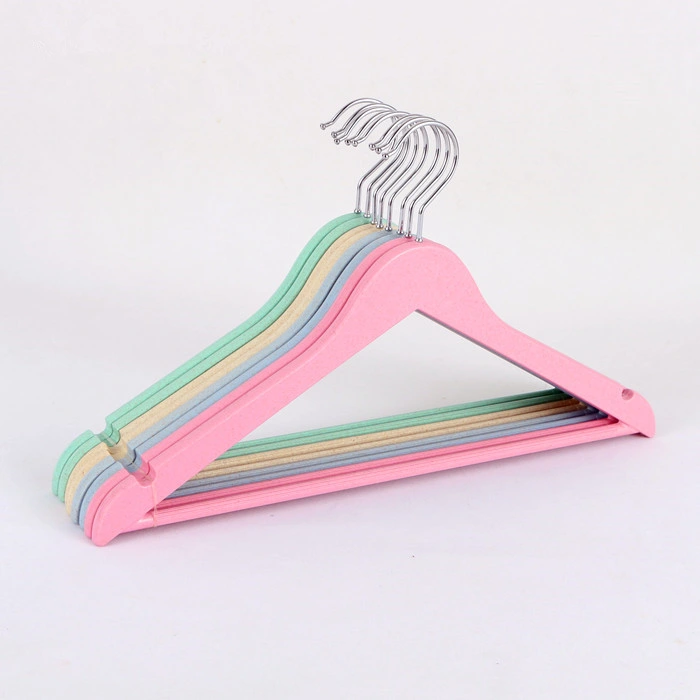 Eco Friendly Custom Color Biodegradable Wheat Straw Material Cheap Plastic Clothes Hanger