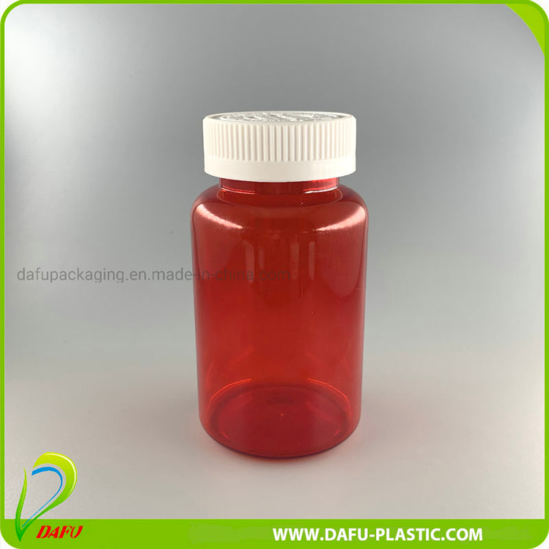 250ml Red Pharmaceutical Plastic Pet Jar with Plastic Cap