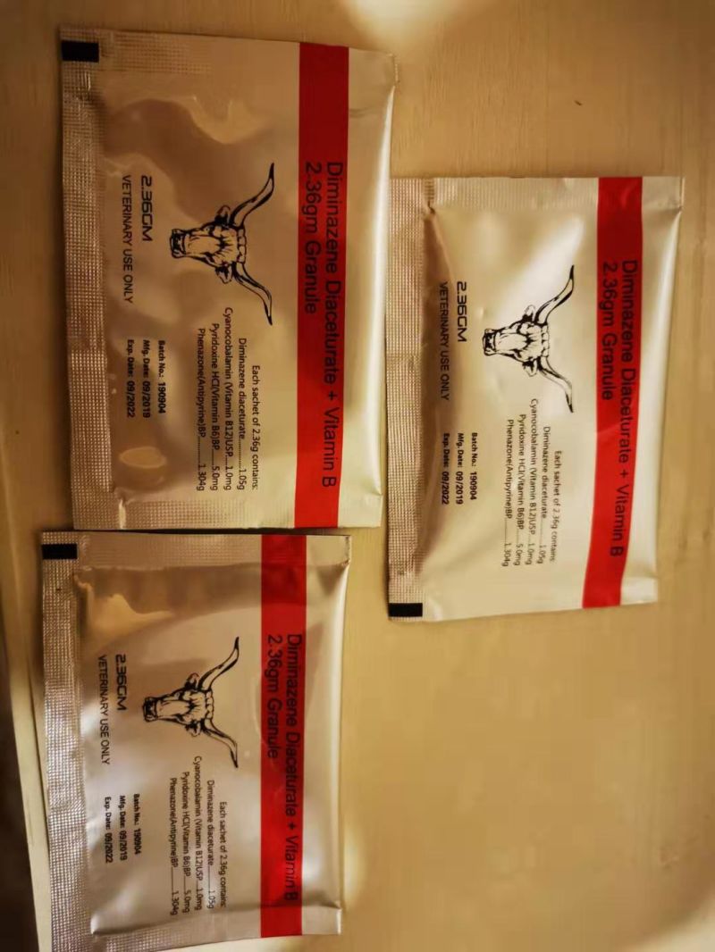 Veterinary Drugs of Diminazene Injectable Powder (2.36g/sachet and 23.6g/Sachet)