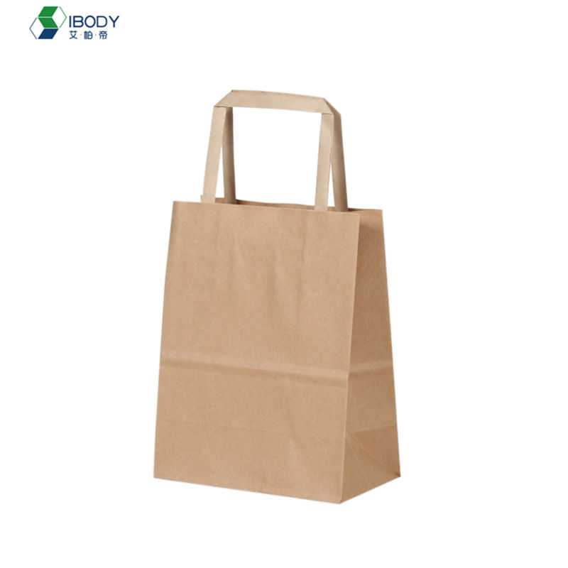 Eco-Friendly White Kraft Paper Bag with Flat Paper Handle