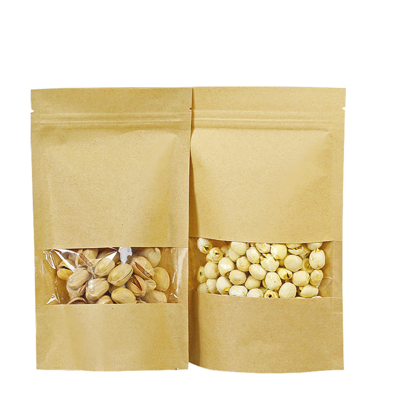 Eco Friendly Kraft Paper Bag for Food Biodegradable Stand up Packaging Bag