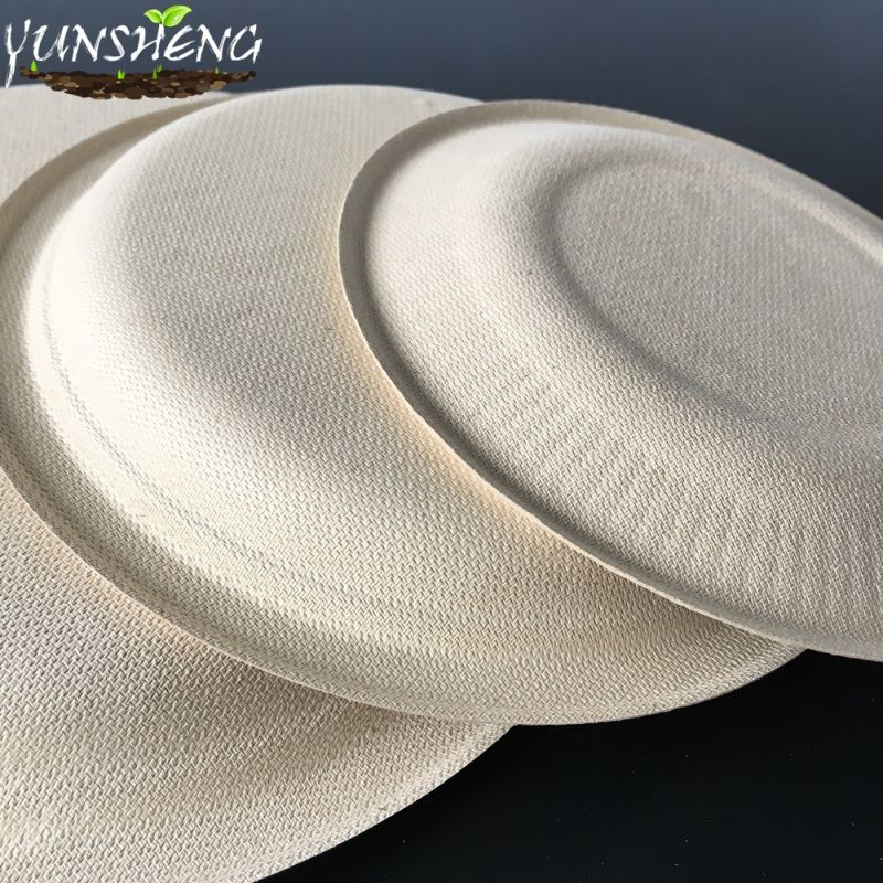 Disposable White Sugarcane Bagasse Pulp Paper Round Plates