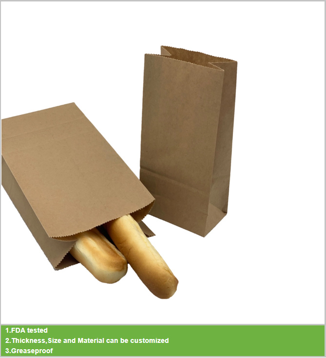 Takeout Eco-Friendly Bag Kraft Paper Bags for Food Tea Small Gift Bag Sandwich Bread