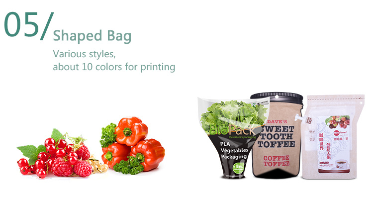 Wholesale Biodegradable Plastic PLA Cornstarch Compostable Packaging Bag Pouch
