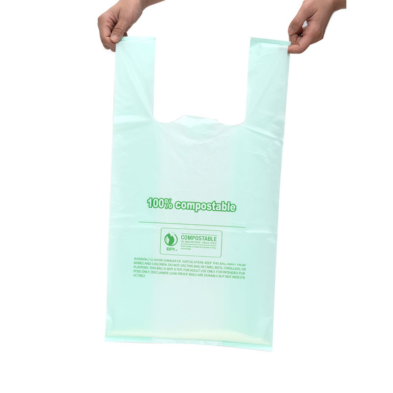 Handle Plastic Pbat Bio Biodegradable Vest T Shirt T-Shirt Compostable PLA T-Shirt Bag