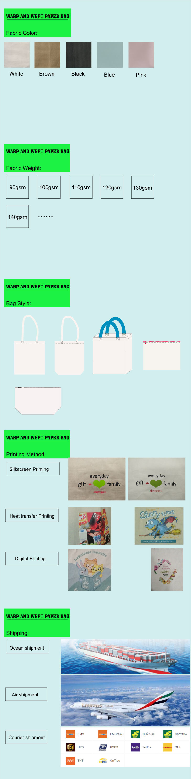 Handle Length Biodegradable Recycled Paper Shopping Bag, Paper Carrier Bag, Paper Grocery Bag, Gift Paper Bag