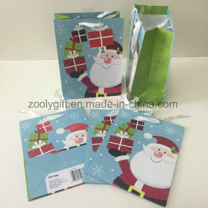 Recycle Kraft Paper Bags Christmas Gift Paper Bag with Ribbon Handle
