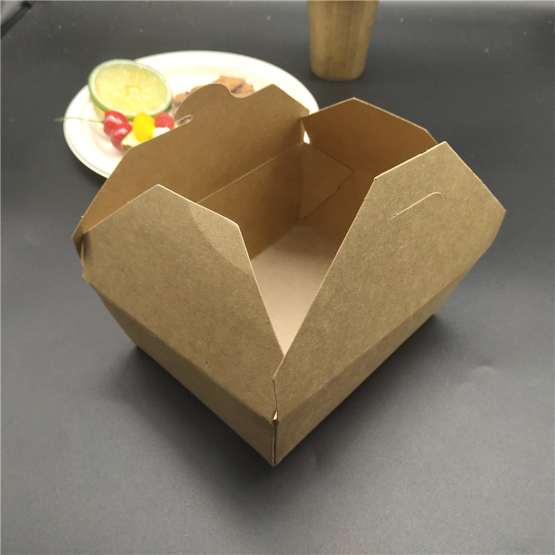 Disposable Brown Kraft Paper Packaging Takeaway Fast Food Fruit Salad Sushi Paper Lunch Box Can Be Customized Rectangular in a Variety of Shapes