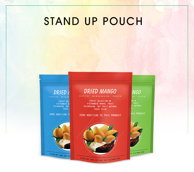 Food Grade Black Printing Plastic Stand up Pouch with Window Plastic Package