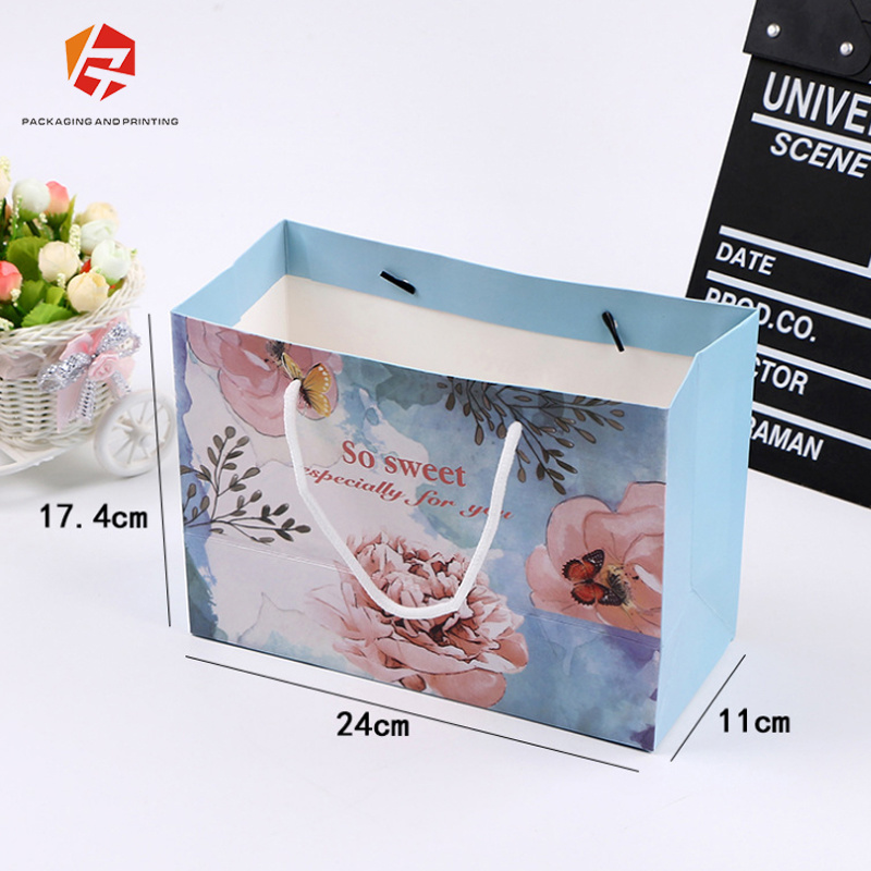 Black Frame White Shopping Paper Bag with String Customized Logo Printing Accept