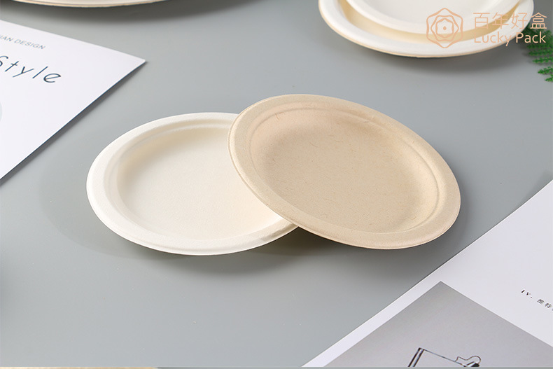6 6.75 7 8.75 9 10 Inch Sugarcane Bagasse Paper Round Disposable Plate