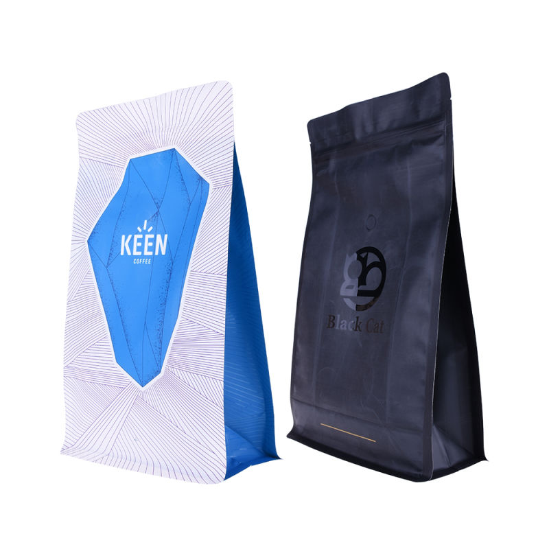 FDA Standard Custom Reuable Resealable Ziplock Black Shiny Finish Laminated Biodegradable Valve Coffee Bags