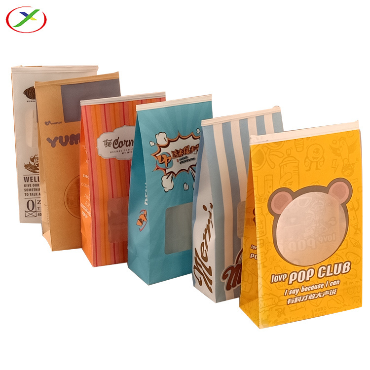 Snack Paper Bag/Paper Bag for Food/Popcorn Paper Bag with Window