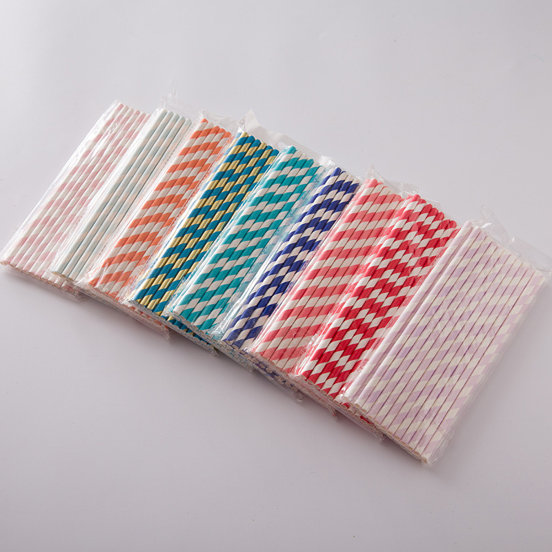 Biodegradable Eco Friendly Strip Colors Printing Paper Straws