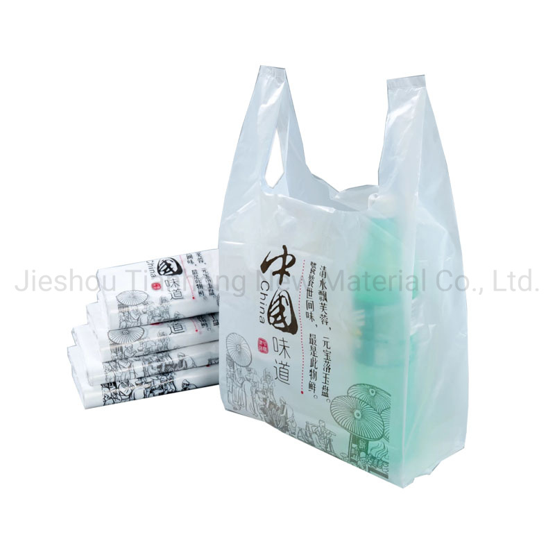 Biodegradable Carry-out Plastic Bag Disposable Compostable White Plain T-Shirt Bag