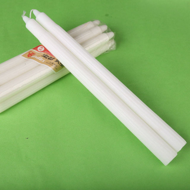 African Market Big Size White Fluted Candle in Plastic Bag