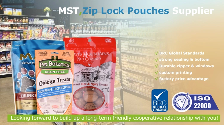 Top Zip Plastic Bag Food Stand up Pouch Packaging Plastic Pouch with Zipper