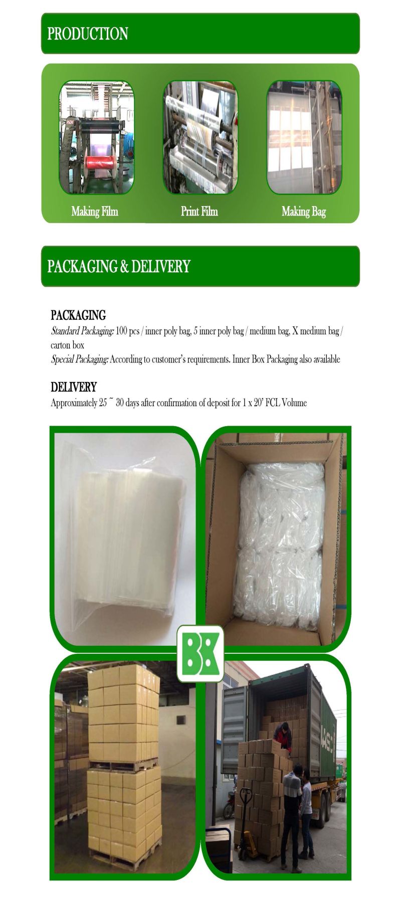 Plastic Food Bag Packaging with Zipper