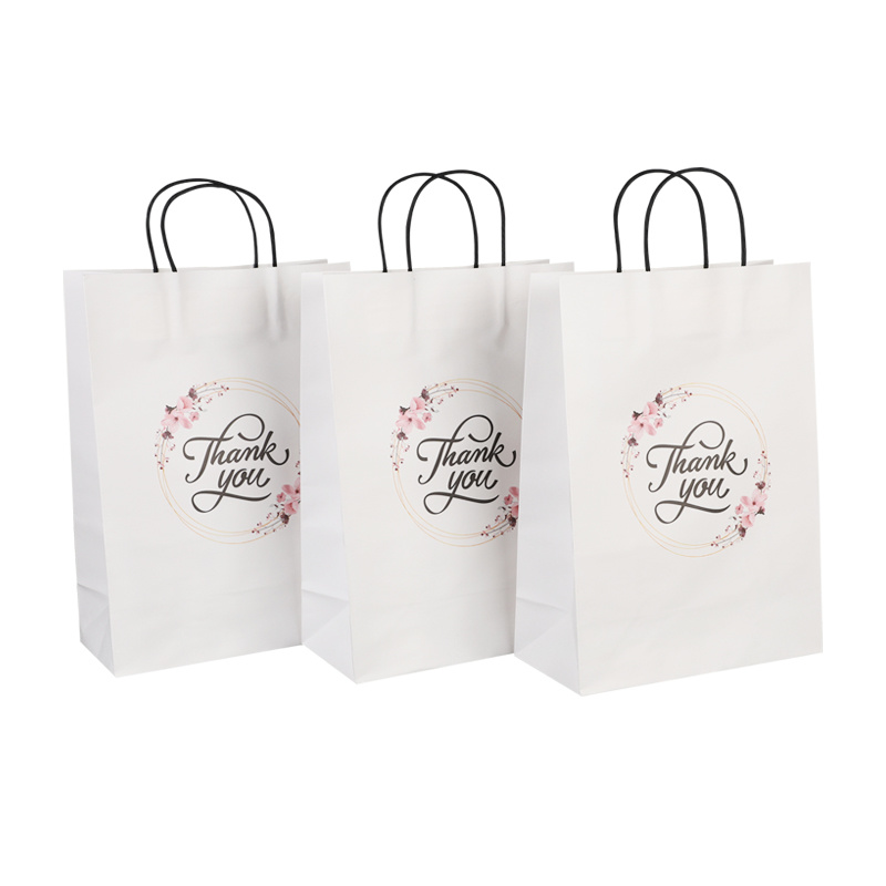 High Quality Concise White Kraft Paper Bag Biodegradable Kraft Paper Shopping Bags