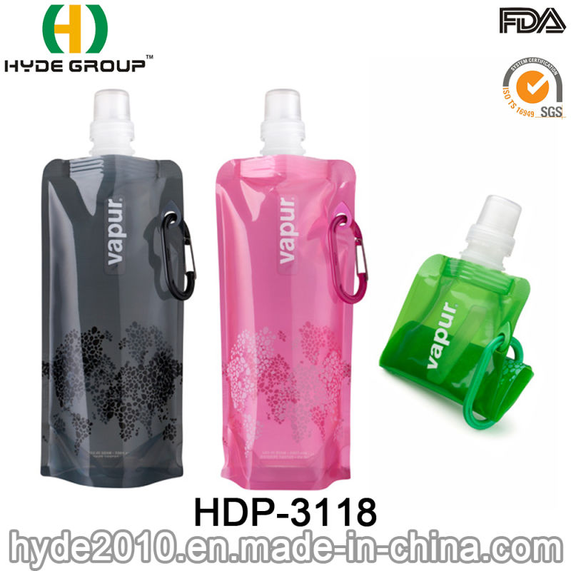 480ml Lightweight Foldable Plastic Portable Water Bottle Bag (HDP-3118)