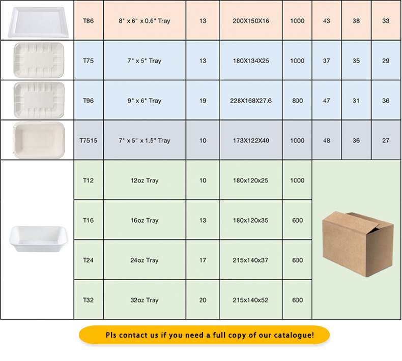 Compostable Sugarcane Bagasse Disposable Tray Biodegradable Tableware