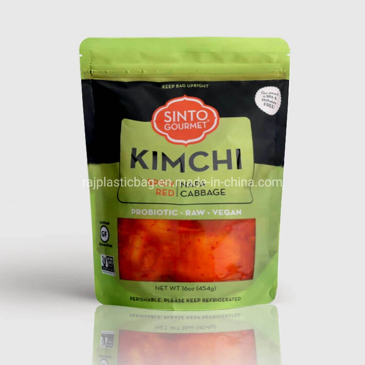 Zipper Plastic Kraft Paper Grade Moisture Stand up Pouch Snack Food Sachet Kimchi Packaging Bag