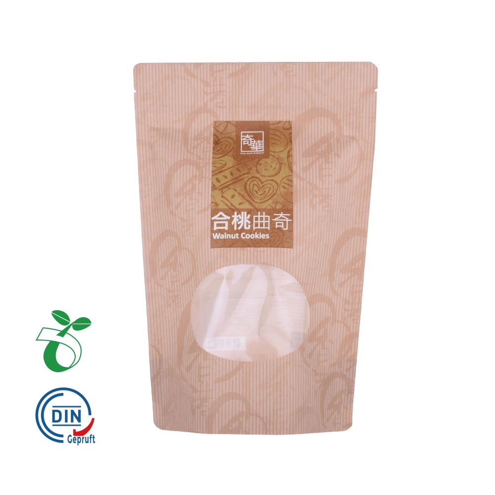 Biodegradable Rice Paper Stand up Pouch Kraft Paper Bag with Zipper